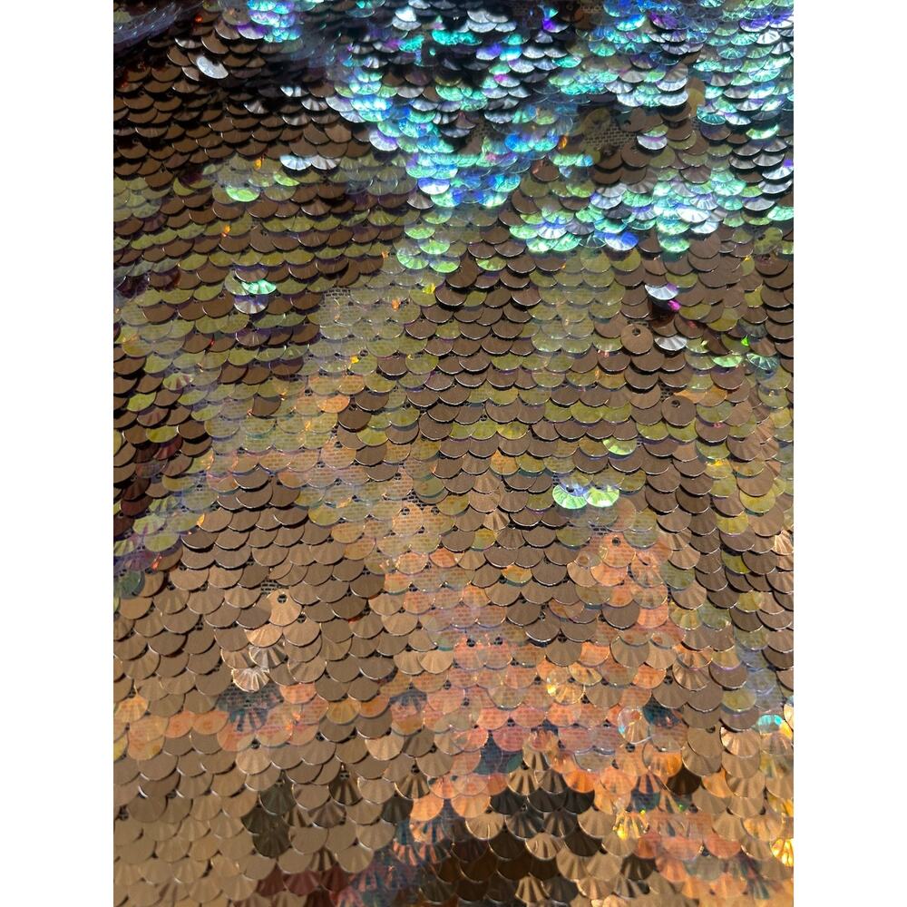 Free People Disco Fever One-Shoulder Bronze Sequined Blouse Sparkle Size XS - Picture 3 of 10